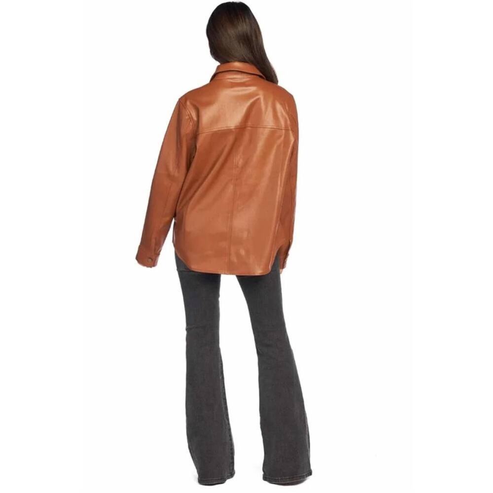 NWT Mudpie Salem Faux Leather Brown Shacket Size XL - Picture 3 of 6